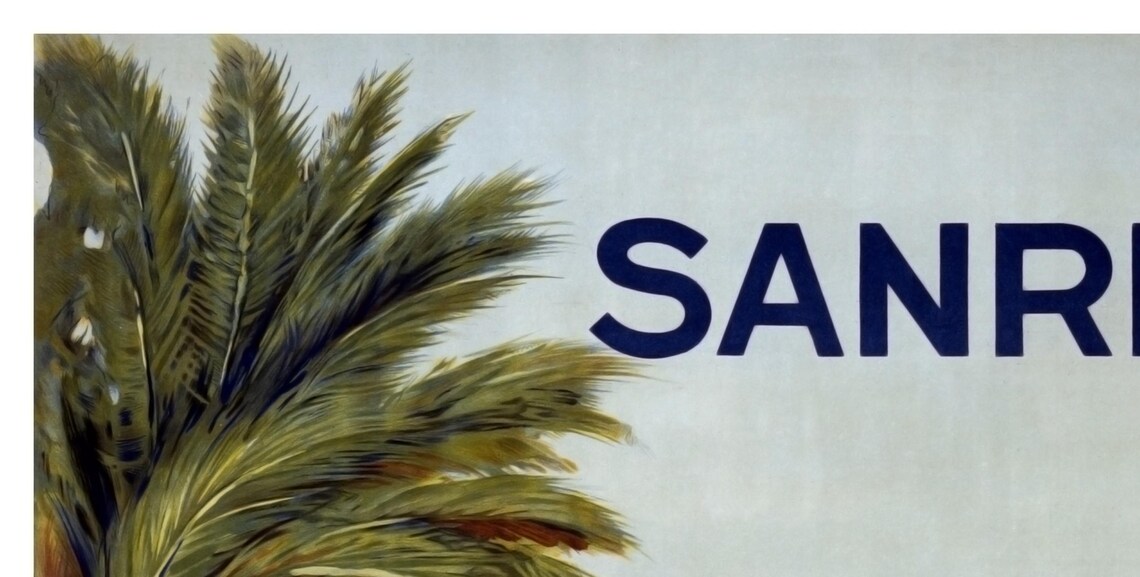 Sanremo Italy Riviera Bay Flower Terrace Vintage Travel Poster - Image 2