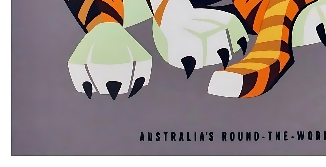 Singapore Qantas Vintage Tiger Airline Retro Animal Travel Poster - Image 2
