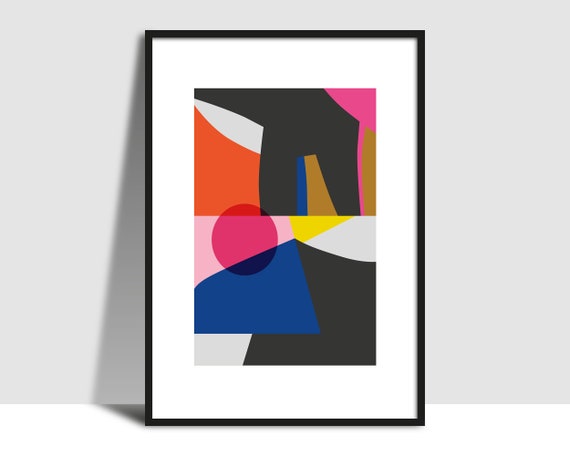 Modern Pink Orange Abstract Bold Graphic Print Shape And Lines Printable Graphic Design Contemporary Poster Art