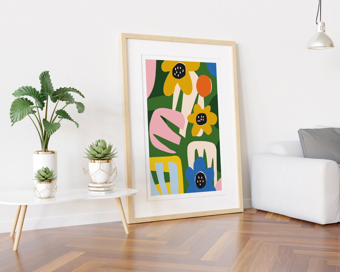 Abstract Flower Collage Poster, Bold Line Design - Image 3