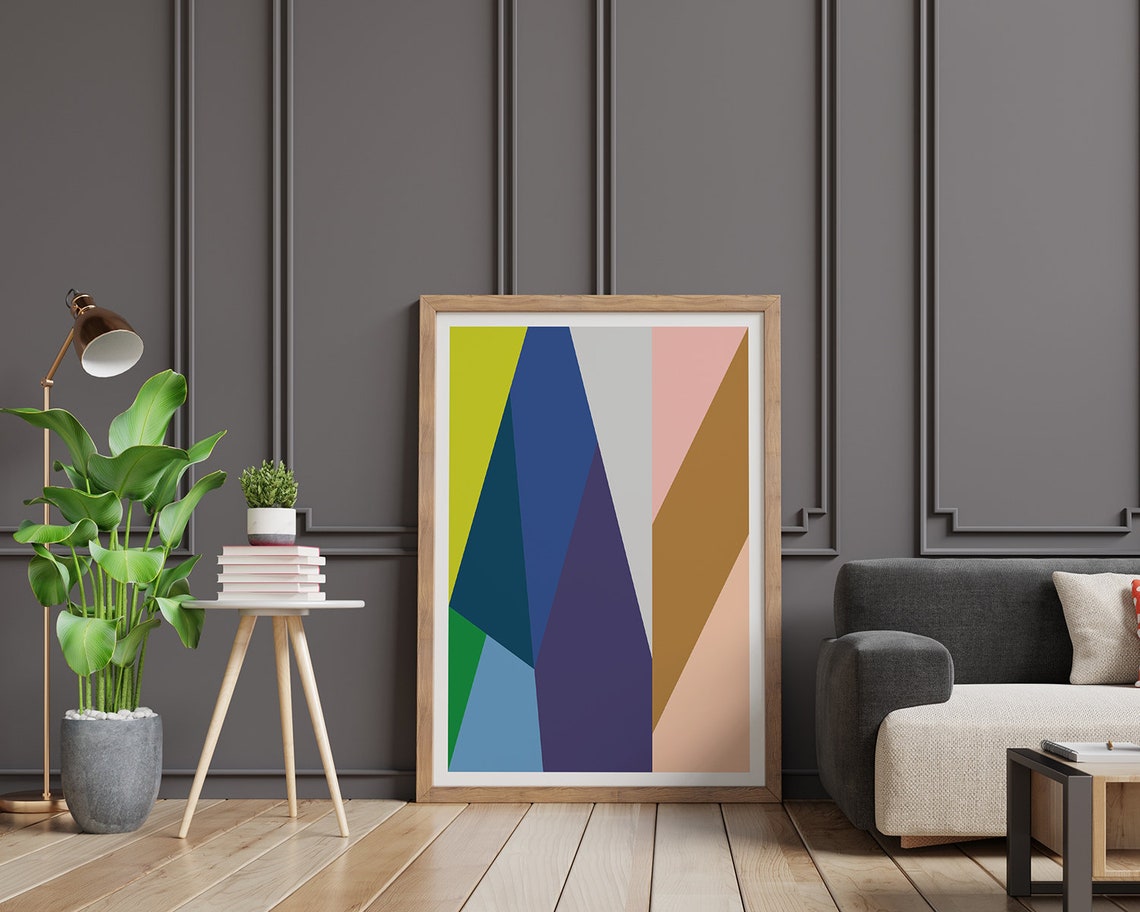 Colorful Geometric Triangle Shapes Modern Abstract Wall Print - Image 2
