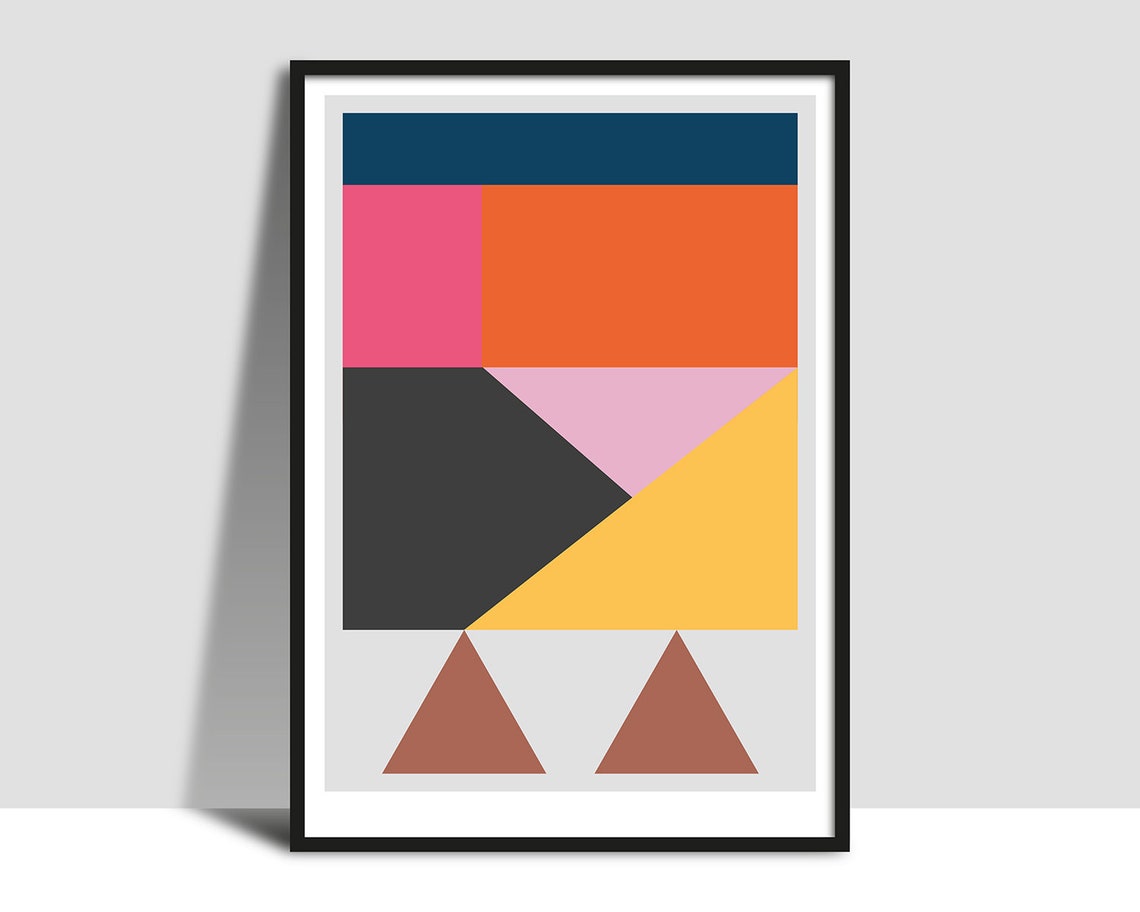 Geometric Color Blocks and Triangles Bold Palette Art Poster