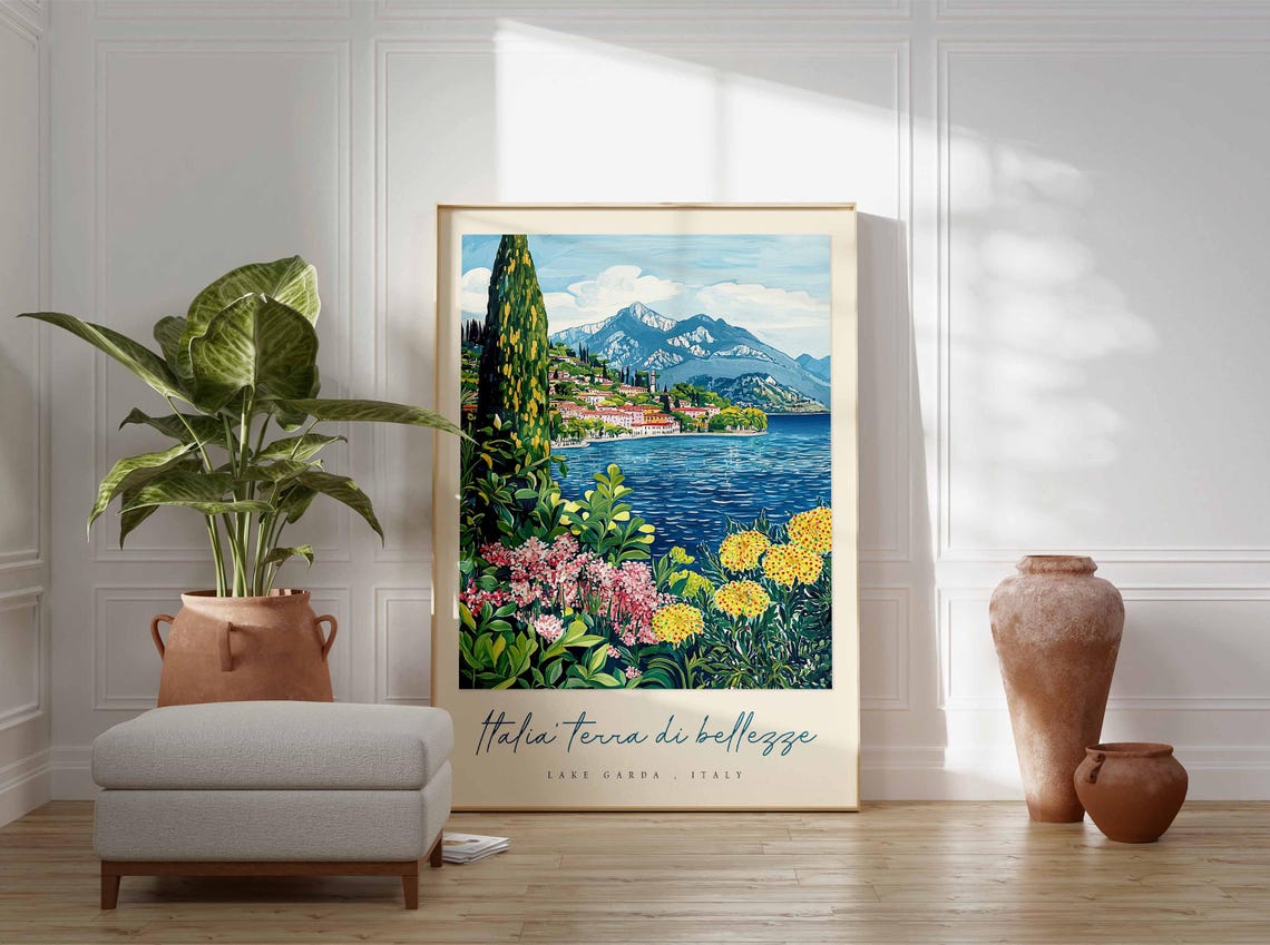 Lake Garda Poster Italian Travel Print Lake Garda Travel Art Lake Garda Wall Art Italy Art Italy Travel Decor Italian Travel Gift - Image 3