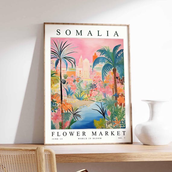 Somalia Flower Market Poster Print Somali Floral Wall Art Decor Botanical Africa African Travel