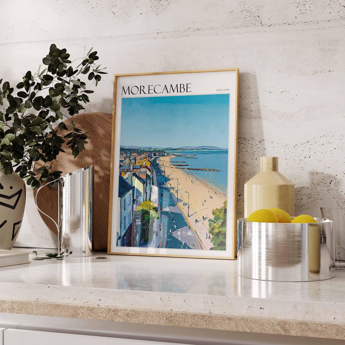 Morecambe England Aerial Town Beach Sea Hills Panoramic Poster - Image 2