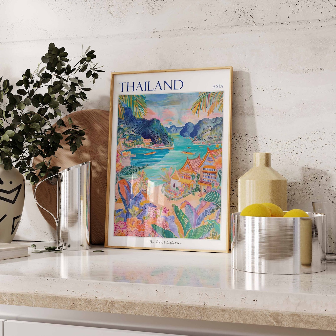 Thailand Travel Poster, Thai Decor Botanical Art - Image 3