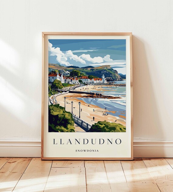 Llandudno Travel Poster, North Wales Coastal Art
