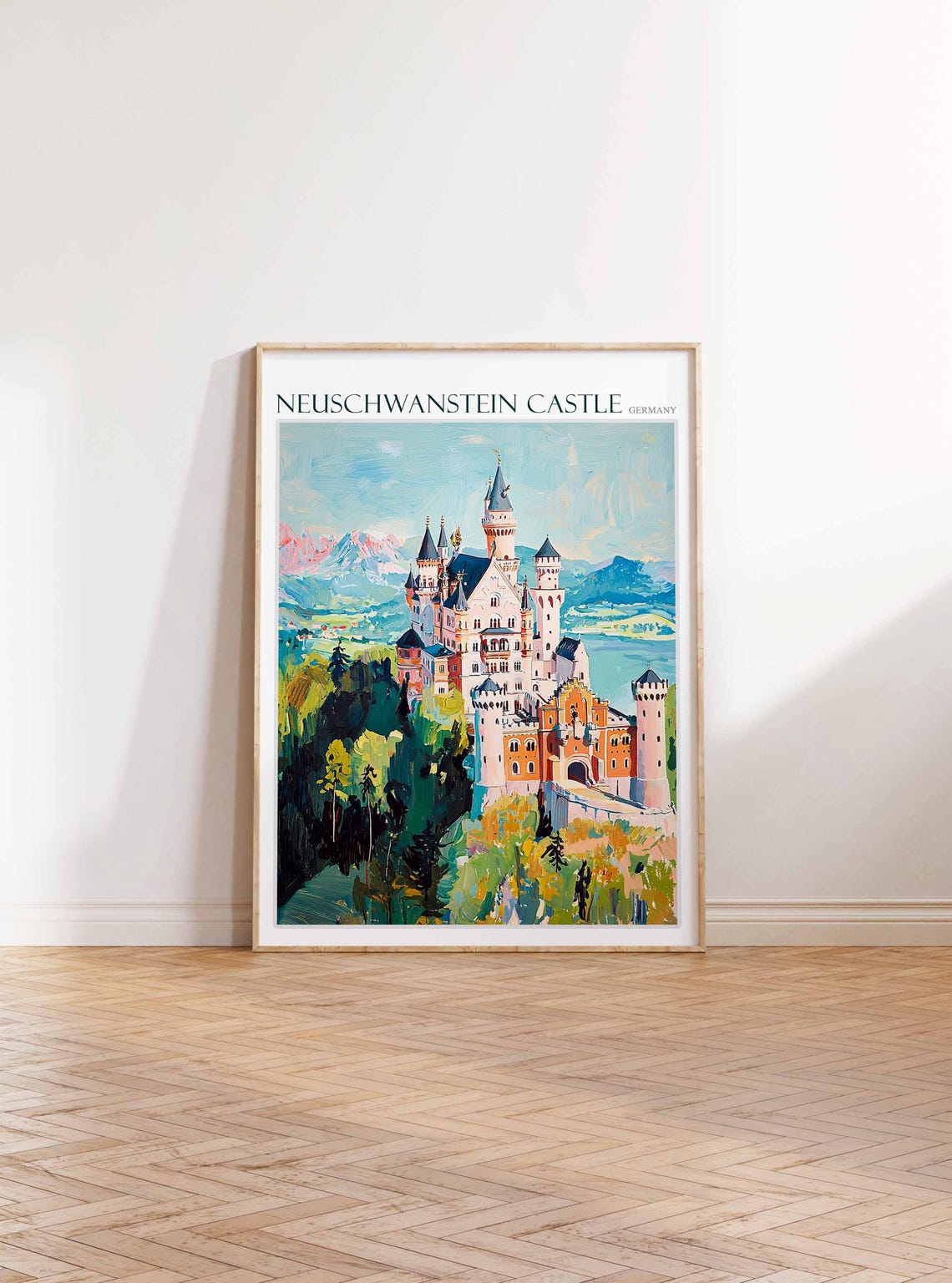 Neuschwanstein Castle Pastel Impressionist Dreamy Art Poster - Image 2