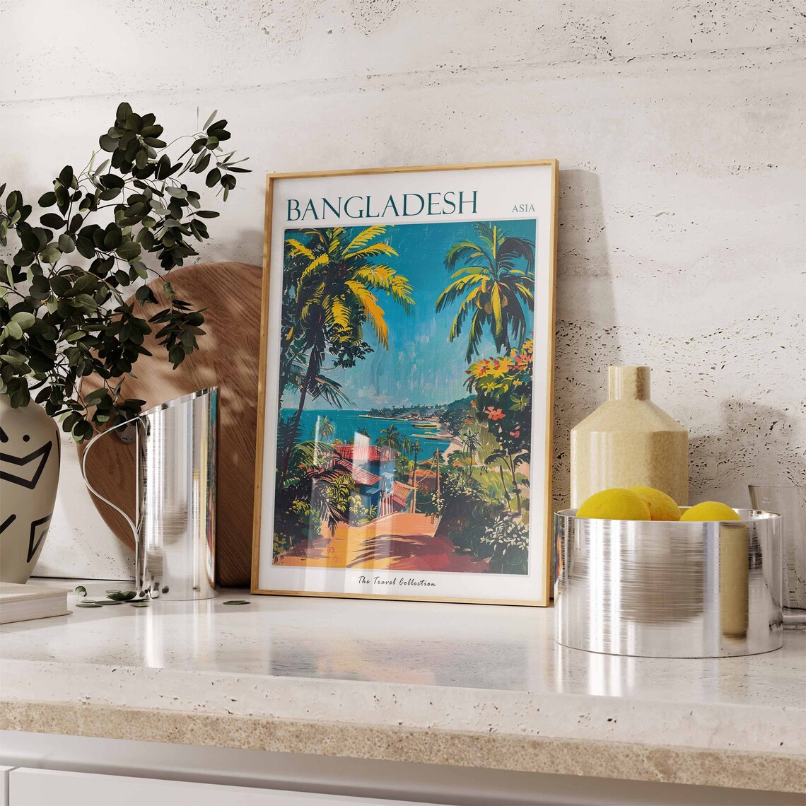 Bangladesh Asia Palm Fringed Coastal Bay Town Scenic Travel Poster - Image 3