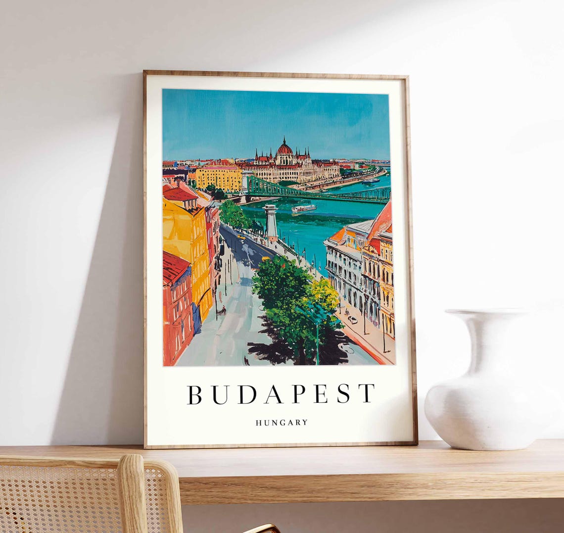 Budapest Danube Liberty Bridge Cityscape Street View Travel Poster