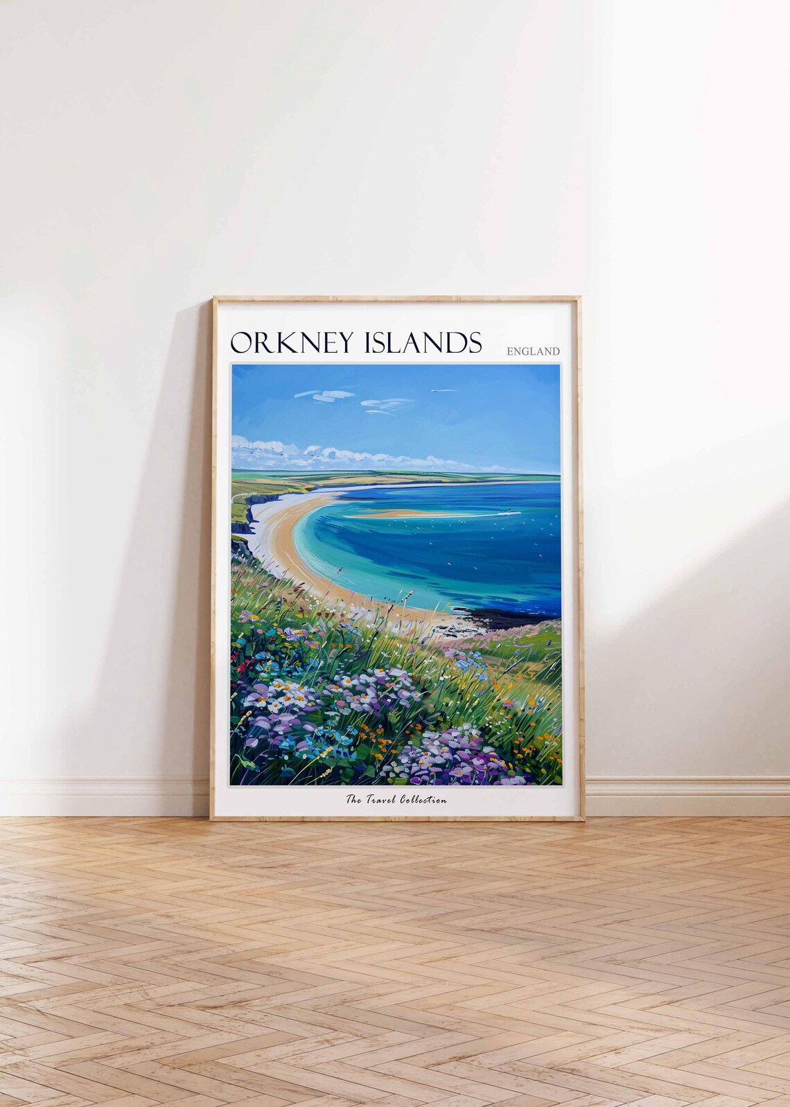 Orkney Islands Turquoise Bay Curved Beach Wildflower Travel Poster - Image 2