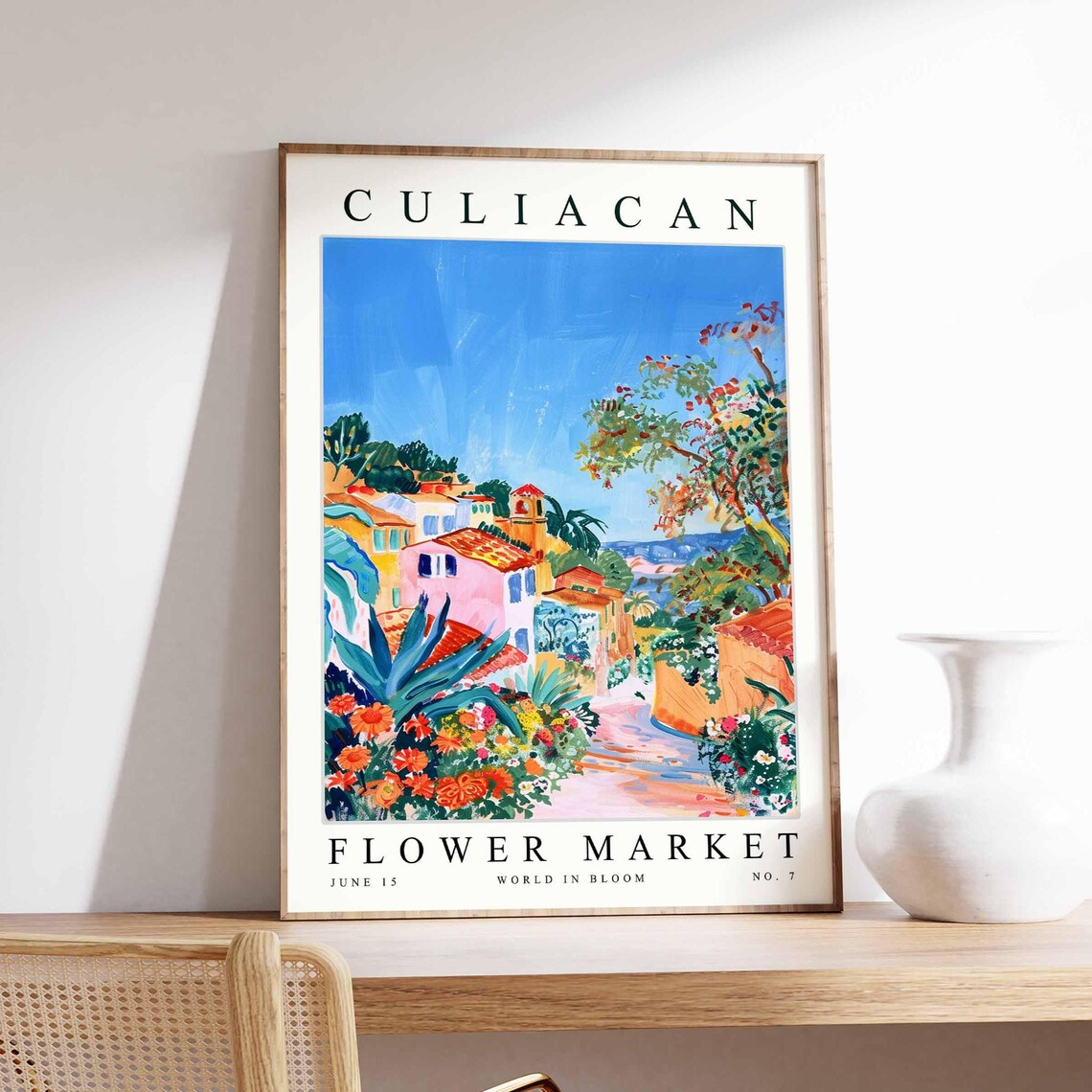 Culiacan Flower Market Garden Wall Blue Floral Tower Bloom Poster