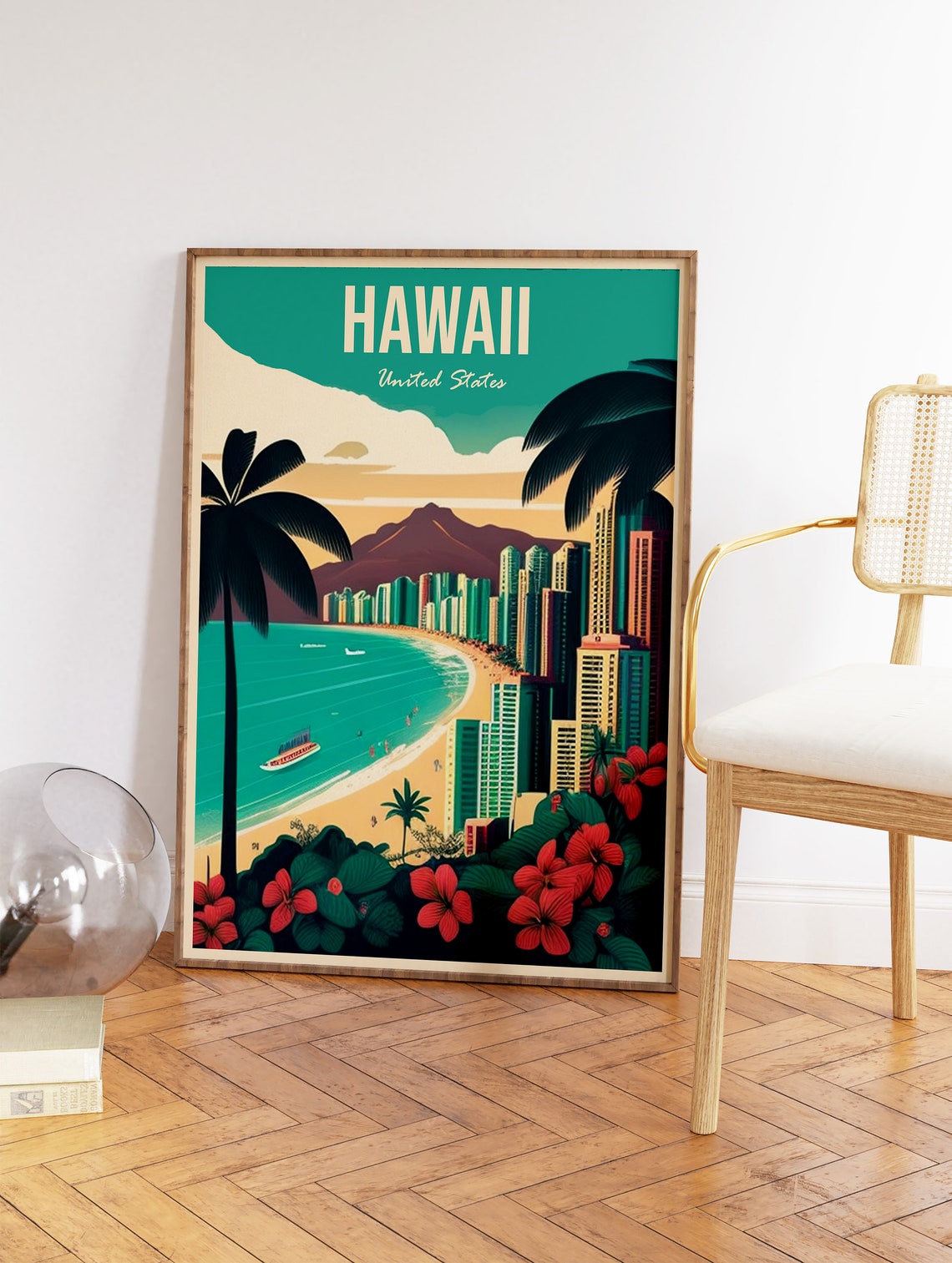Hawaii Travel Print Hawaii Travel Poster Hawaii Travel Wall Art Colourful Travel Art Vintage Travel Travel Gift A1a2a3a4 - Image 2