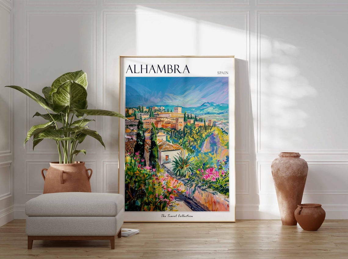 Alhambra Poster Spain Travel Print Spanish Decor Europe Travel Poster European Wall Art Alhambra Gift Alhambra Travel Poster - Image 3