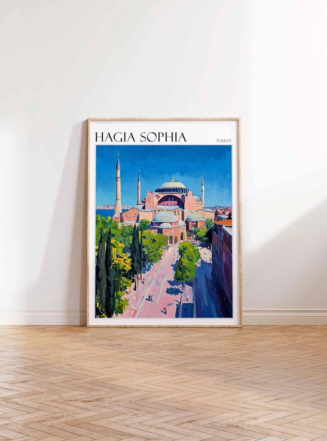 Hagia Sophia Pink Plaza Cypress Walk Historic Turkey Travel Poster - Image 3
