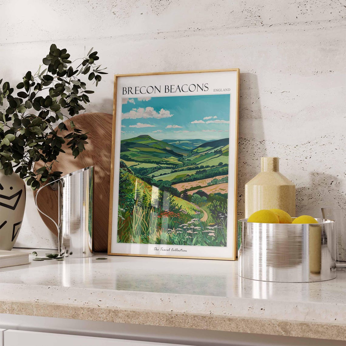 Brecon Beacons Lush Green Valley Path Watercolor Wall Poster - Image 3