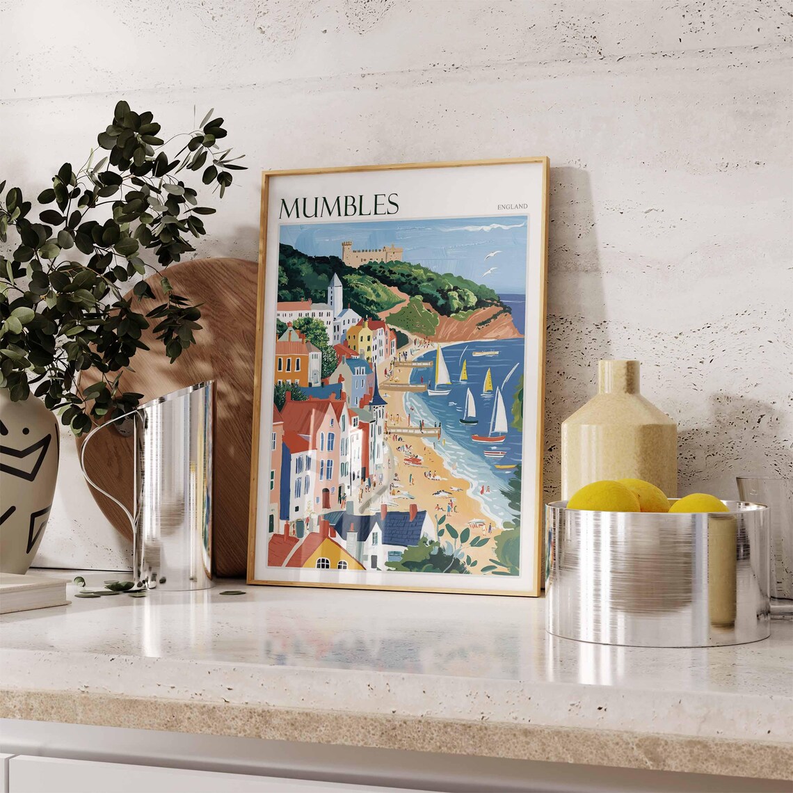 Mumbles Travel Poster, Welsh Coastal Wall Art - Image 2