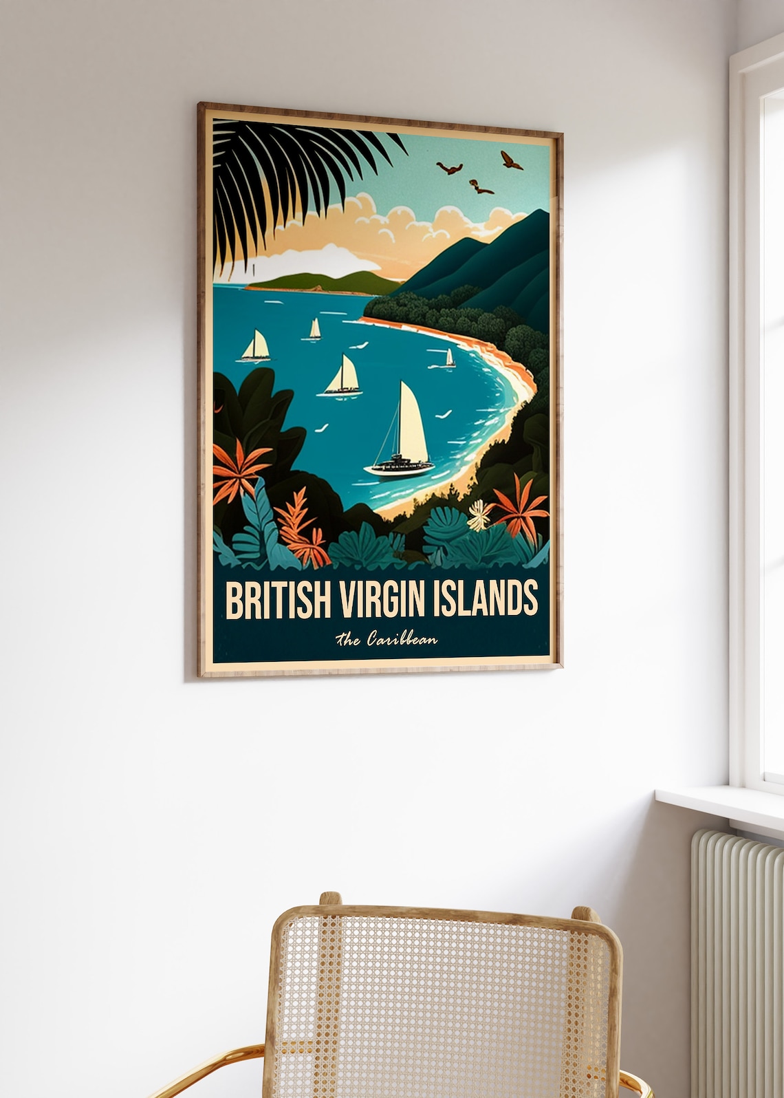 British Virgin Islands Travel Print Bvi Travel Poster Caribbean Travel Wall Art Colourful Travel Art Vintage Travel Gift A1a2a3a4 - Image 3