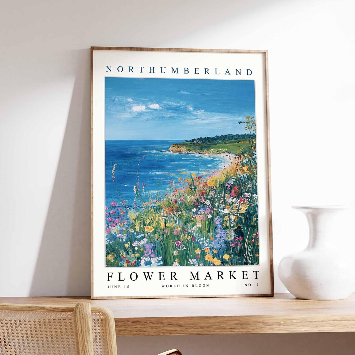 Northumberland Flower Market Cliff Beach Wildflower Field Poster
