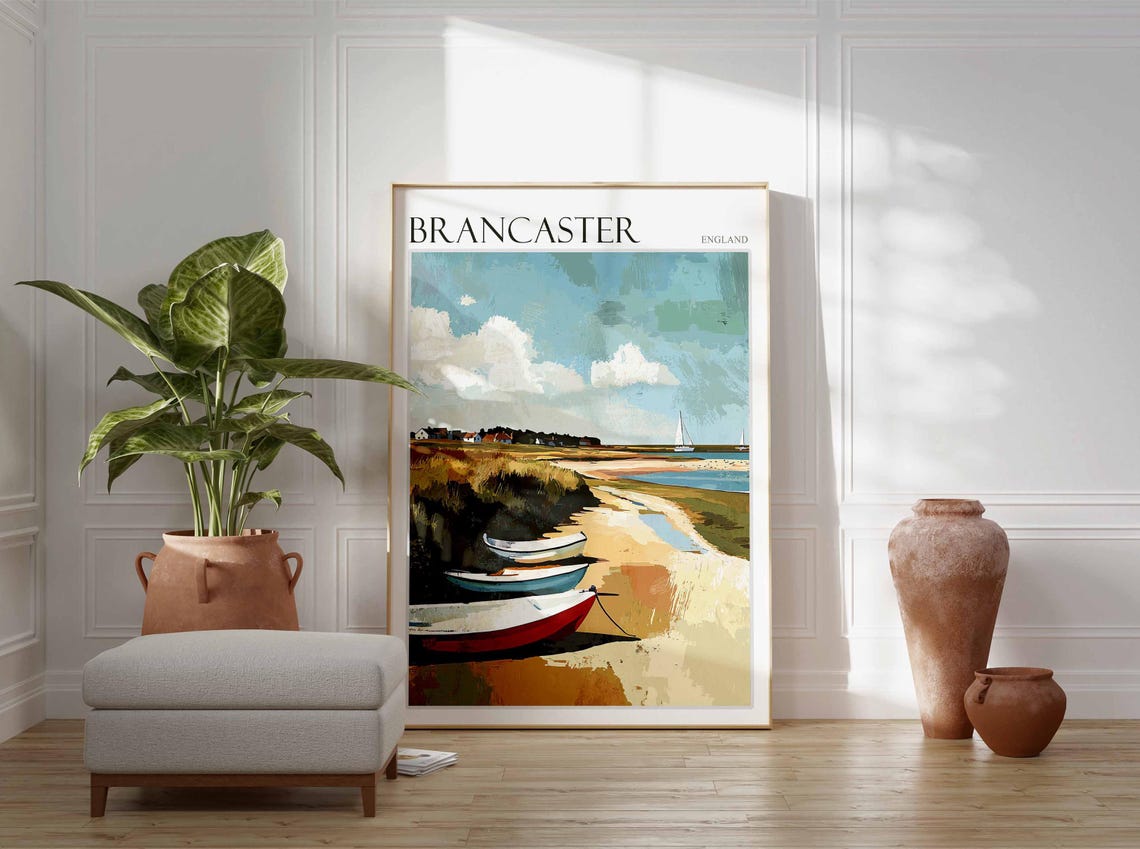 Brancaster England Rowing Boats Resting on the Sandy Shore Poster - Image 3