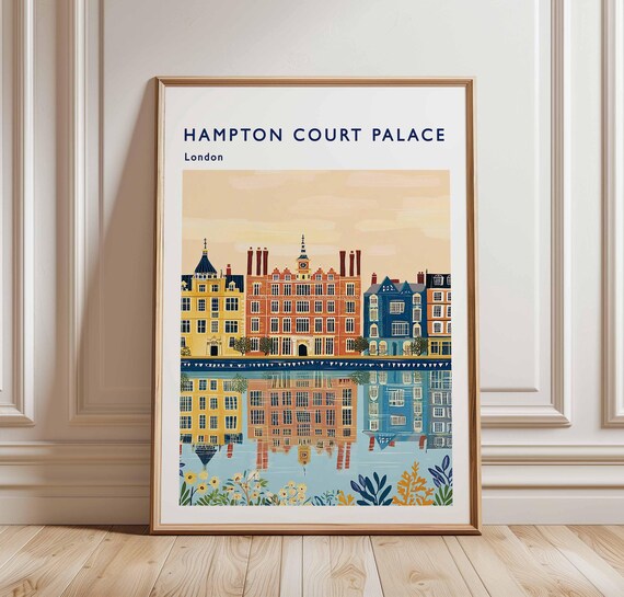 Hampton Court Palace London Colorful Riverside Buildings Poster
