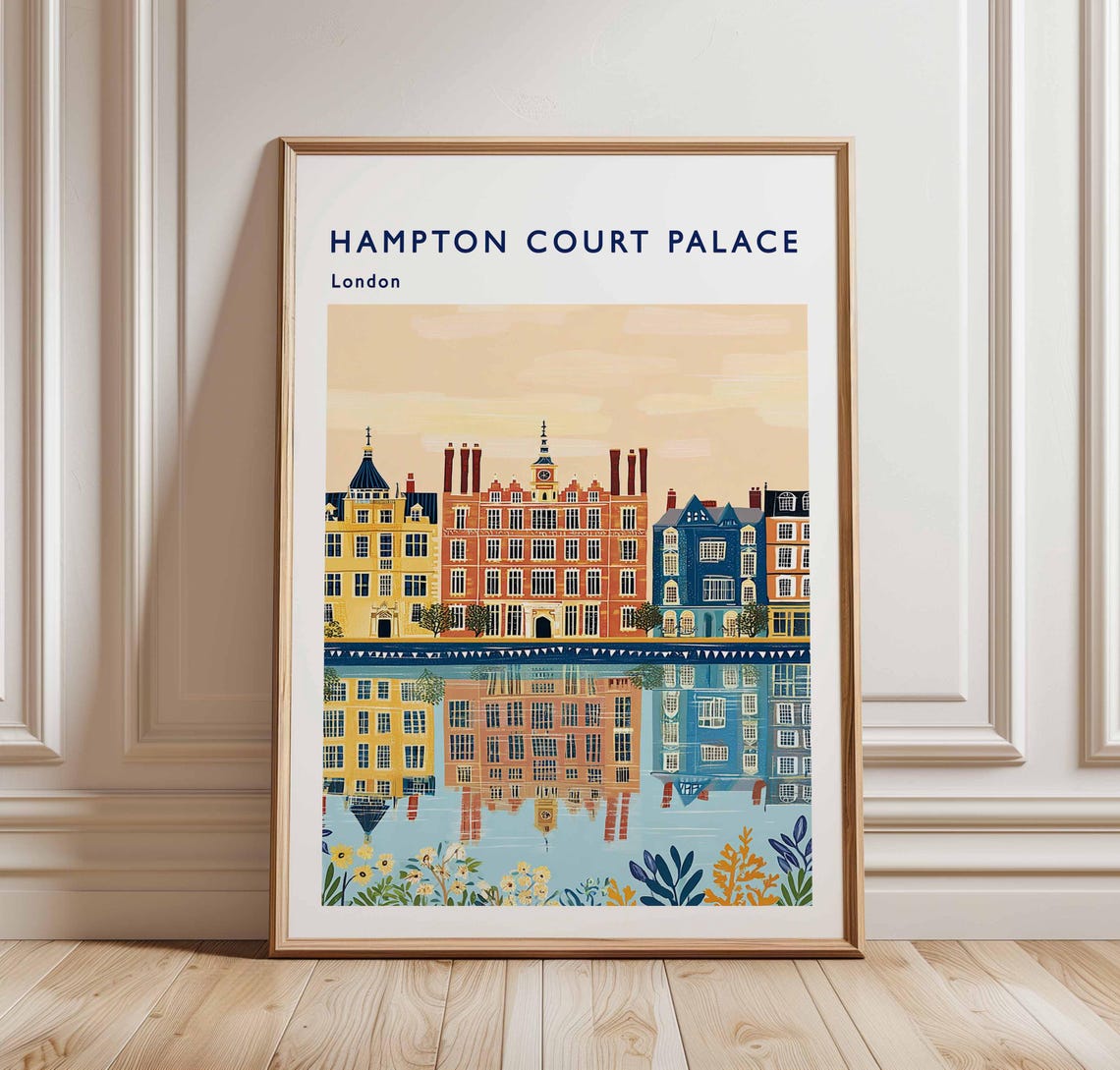 Hampton Court Palace London Colorful Riverside Buildings Poster
