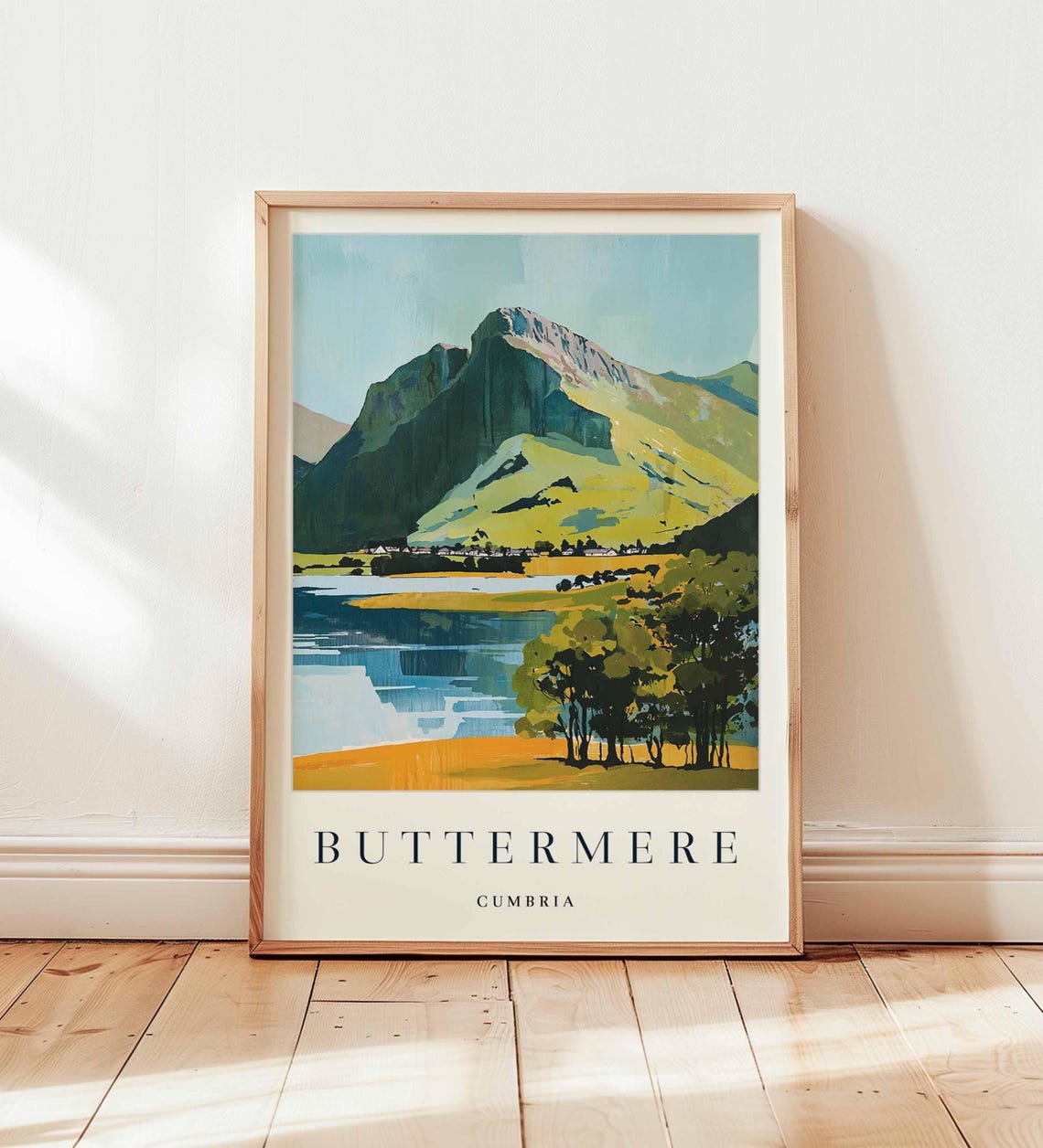 Buttermere Cumbria Lake Mountain Graphic Landscape Art Poster