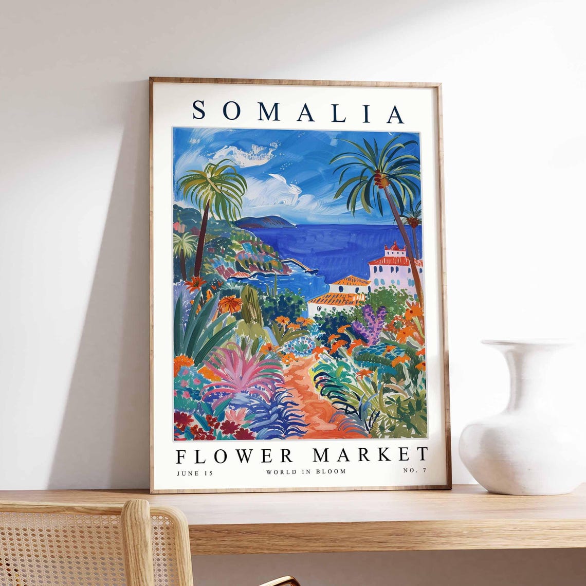 Somalia Flower Market Coast Village Palm Terrace Path Poster