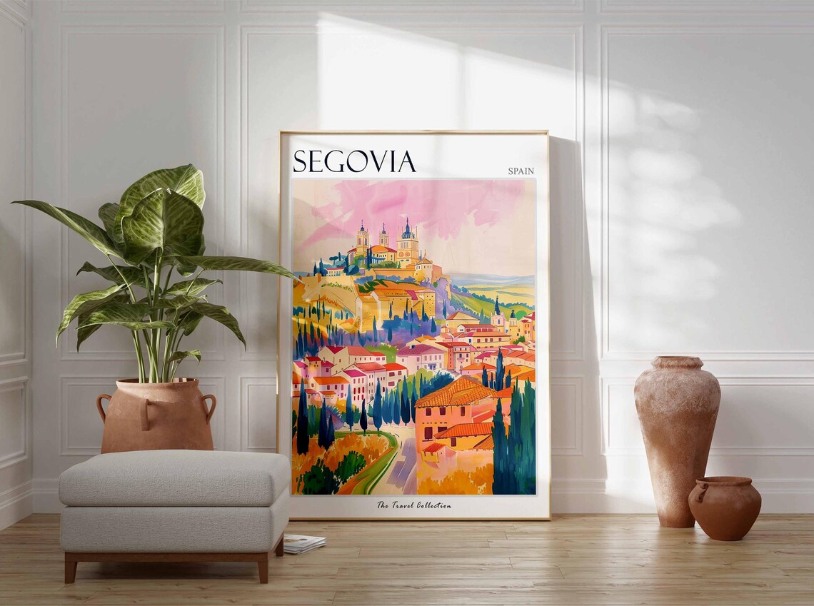 Segovia Cathedral Over Golden Old Town Cypress Spain Travel Poster - Image 3