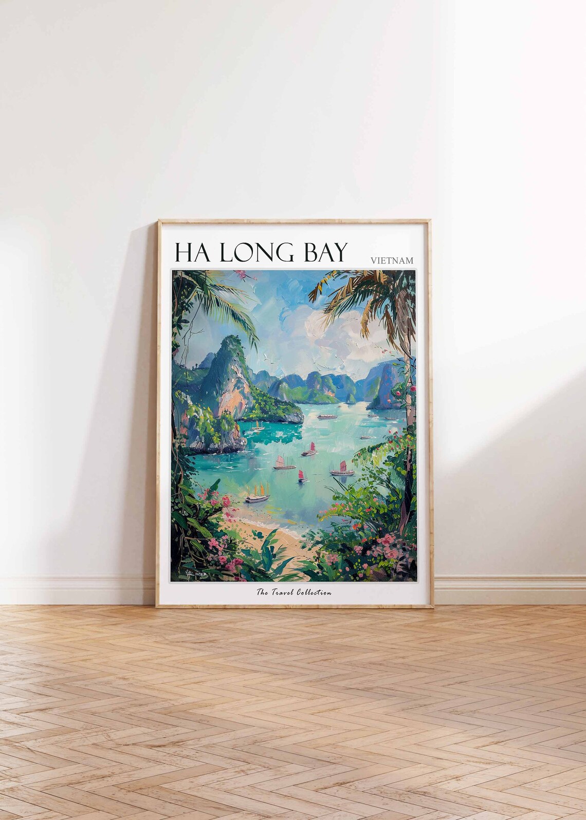 Ha Long Bay Vietnam Limestone Karst Islands Boats Painting Poster - Image 2