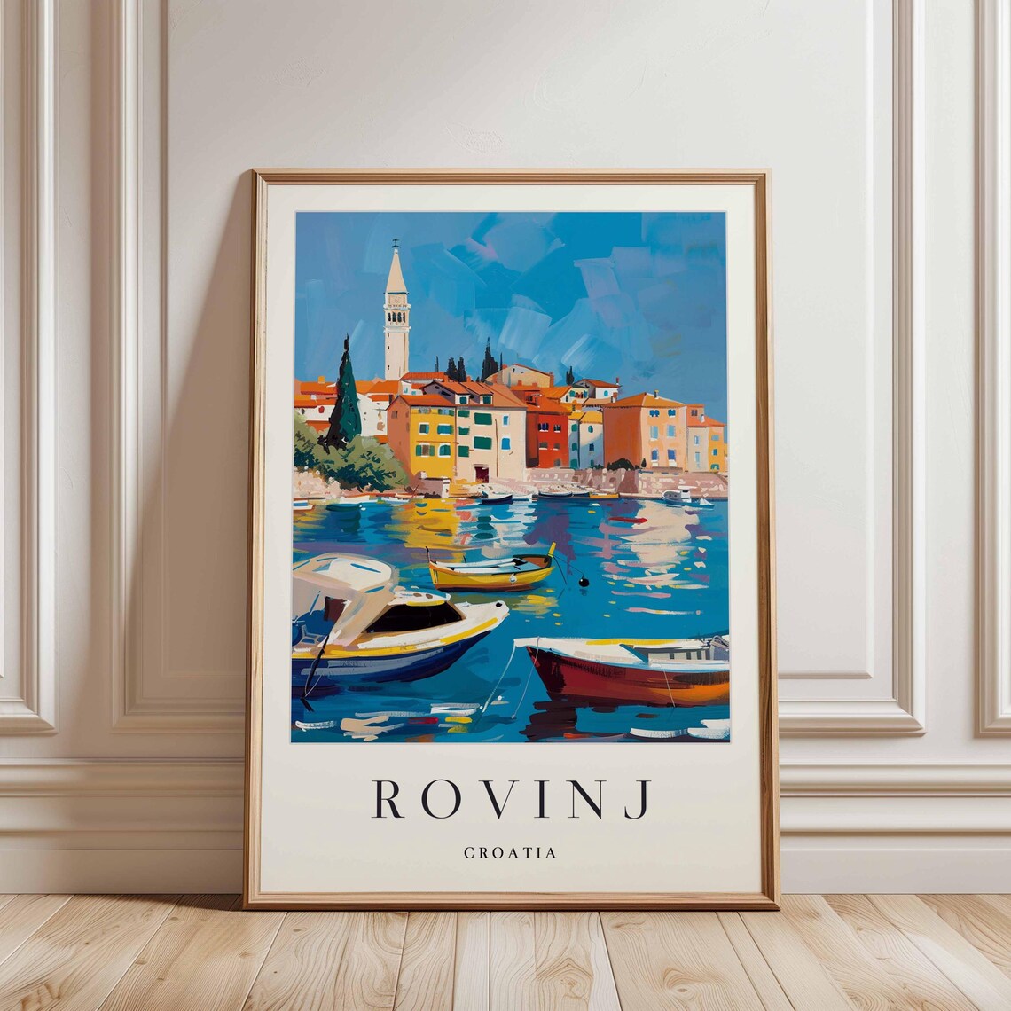 Rovinj Croatia Boats on Blue Water Below the Old Town Poster - Image 3