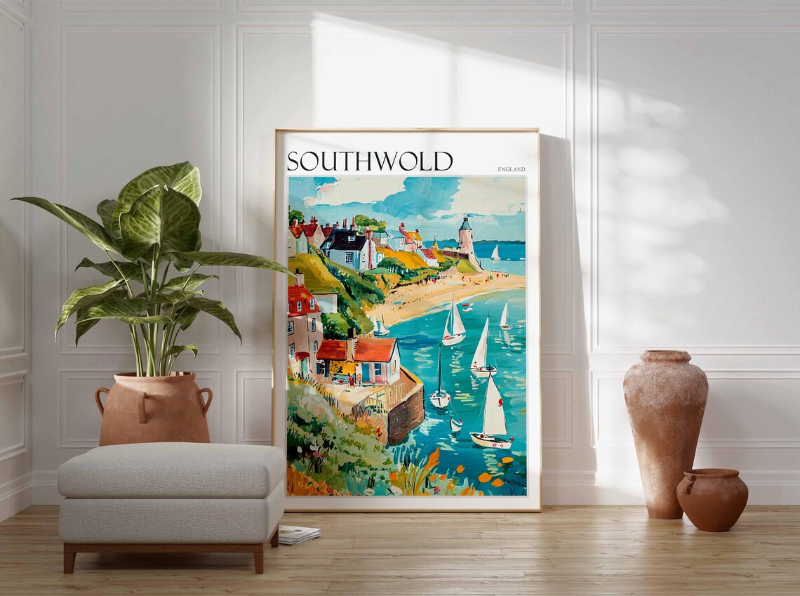 Southwold Lighthouse Harbour Sailing Boats Poster England Coast - Image 2