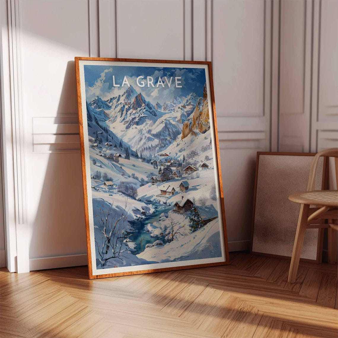 Skiing Travel Poster La Grave Ski Print France Travel Print Skiing Art Skiing Print Winter Sport Art Ski Gift - Image 2