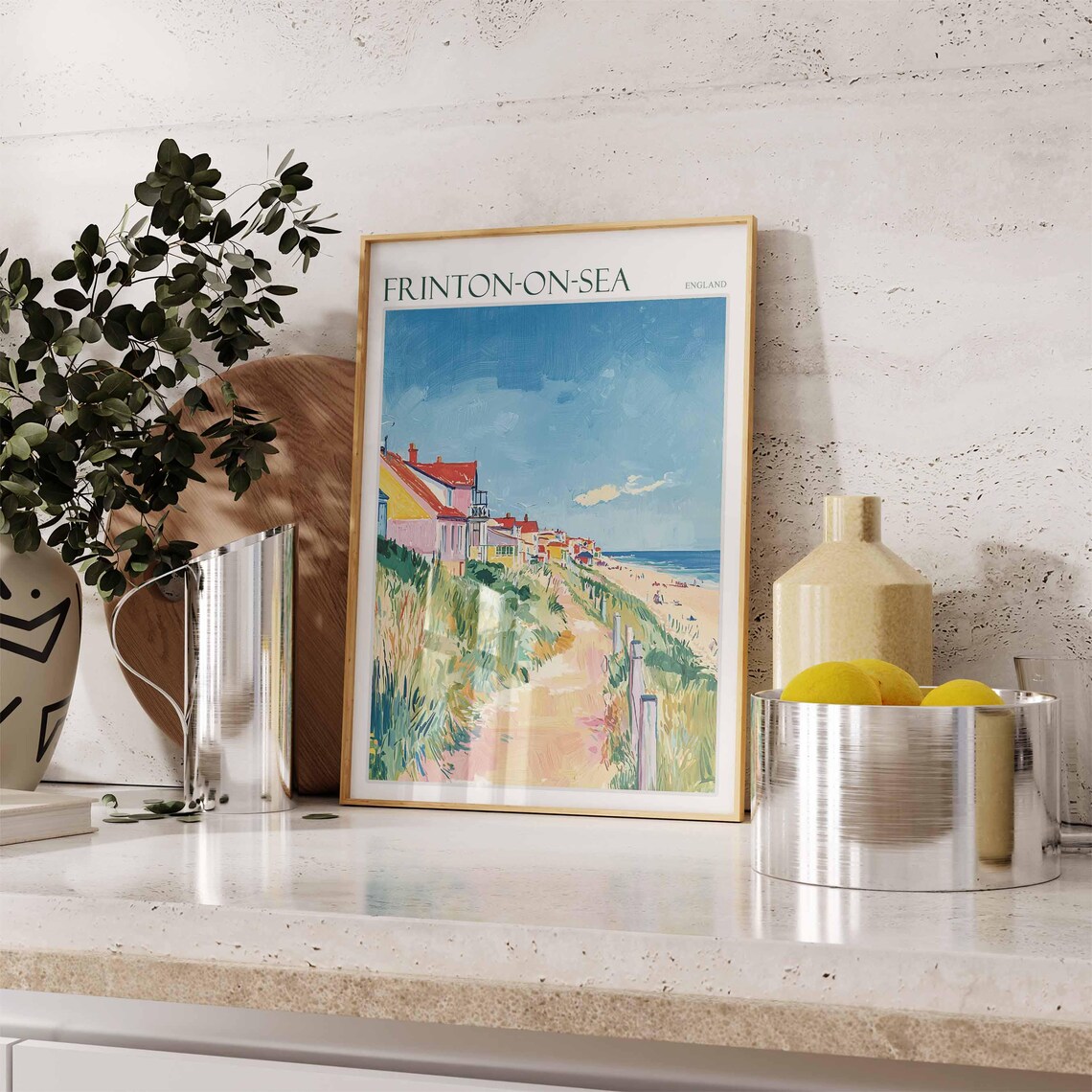 Frinton On Sea Dune Path Beach Cottages Grassy Seafront Summer Travel Poster - Image 2