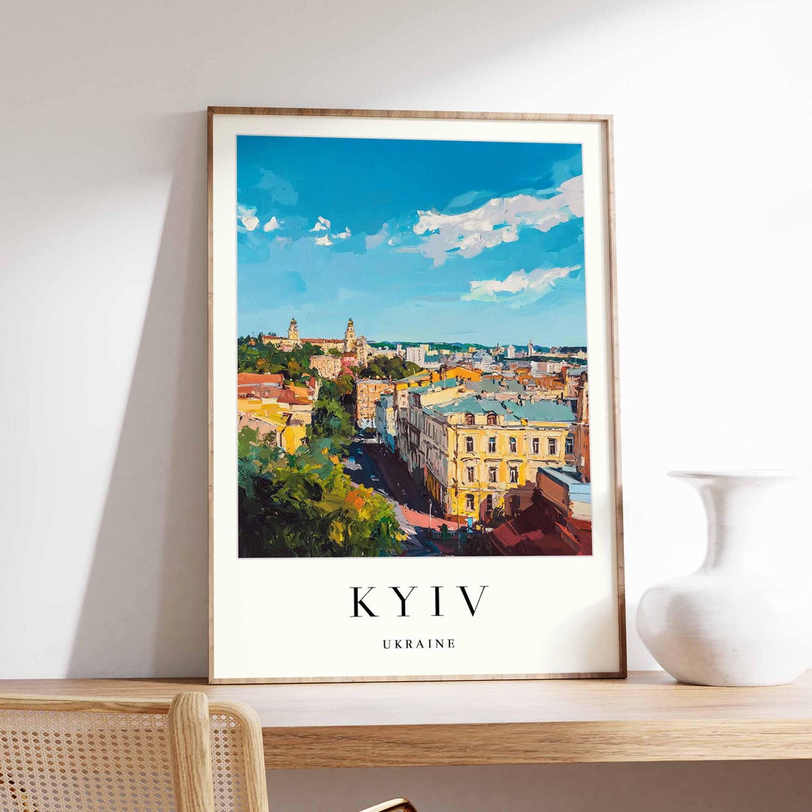 Kyiv Ukraine Panoramic City View Sunny Skyline Landscape Travel Poster