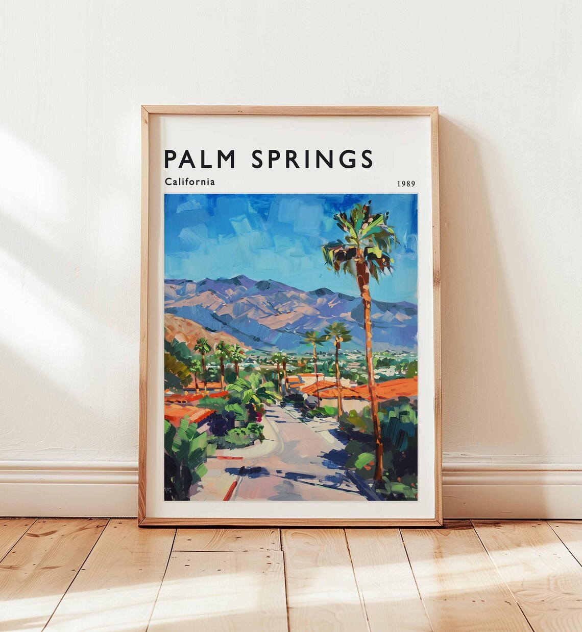 Palm Springs California Mountain View Street 1989 Travel Poster