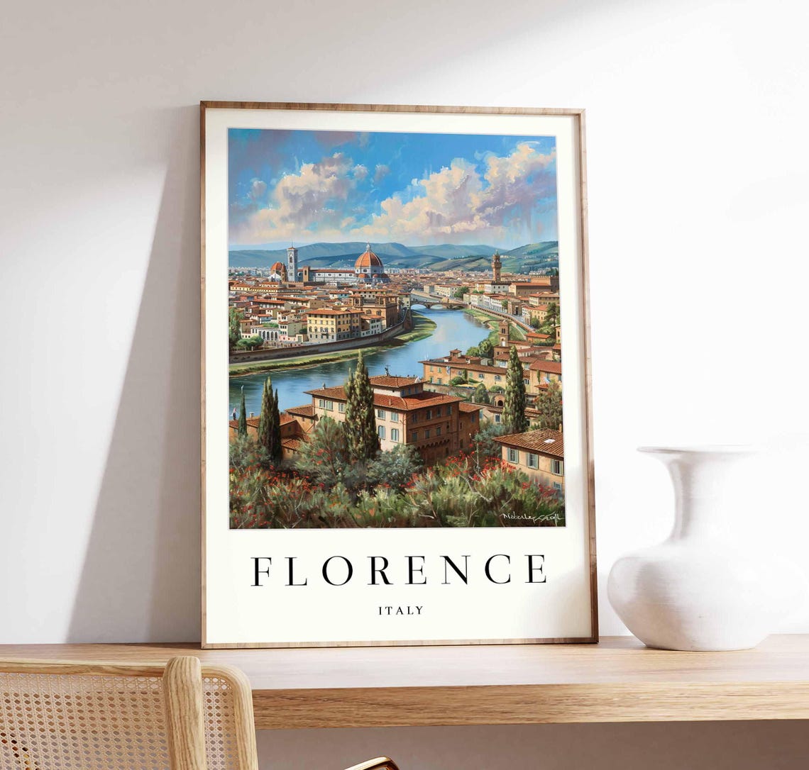 Florence Italy Classic Panorama With Duomo And Arno Art Poster