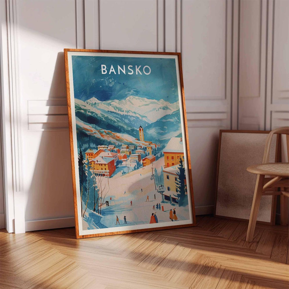 Bansko Retro Style Mountain Village Sunny Winter Travel Poster - Image 2