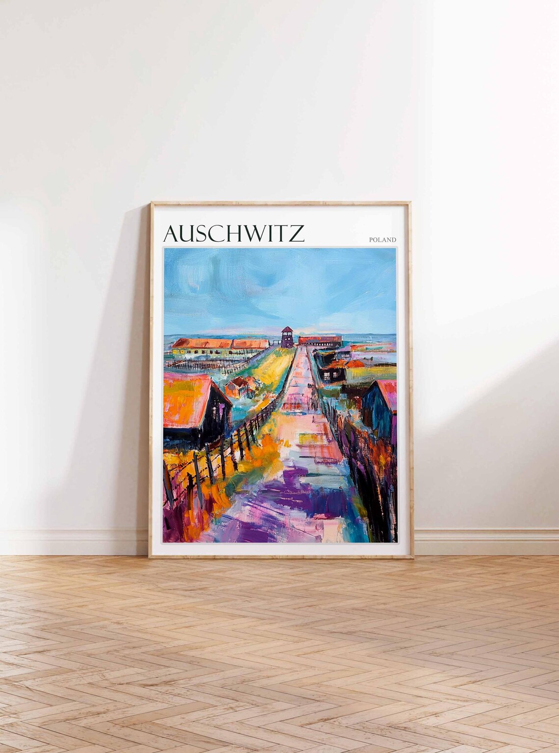 Auschwitz Poland Watchtower Abstract Memorial Art Travel Poster - Image 3