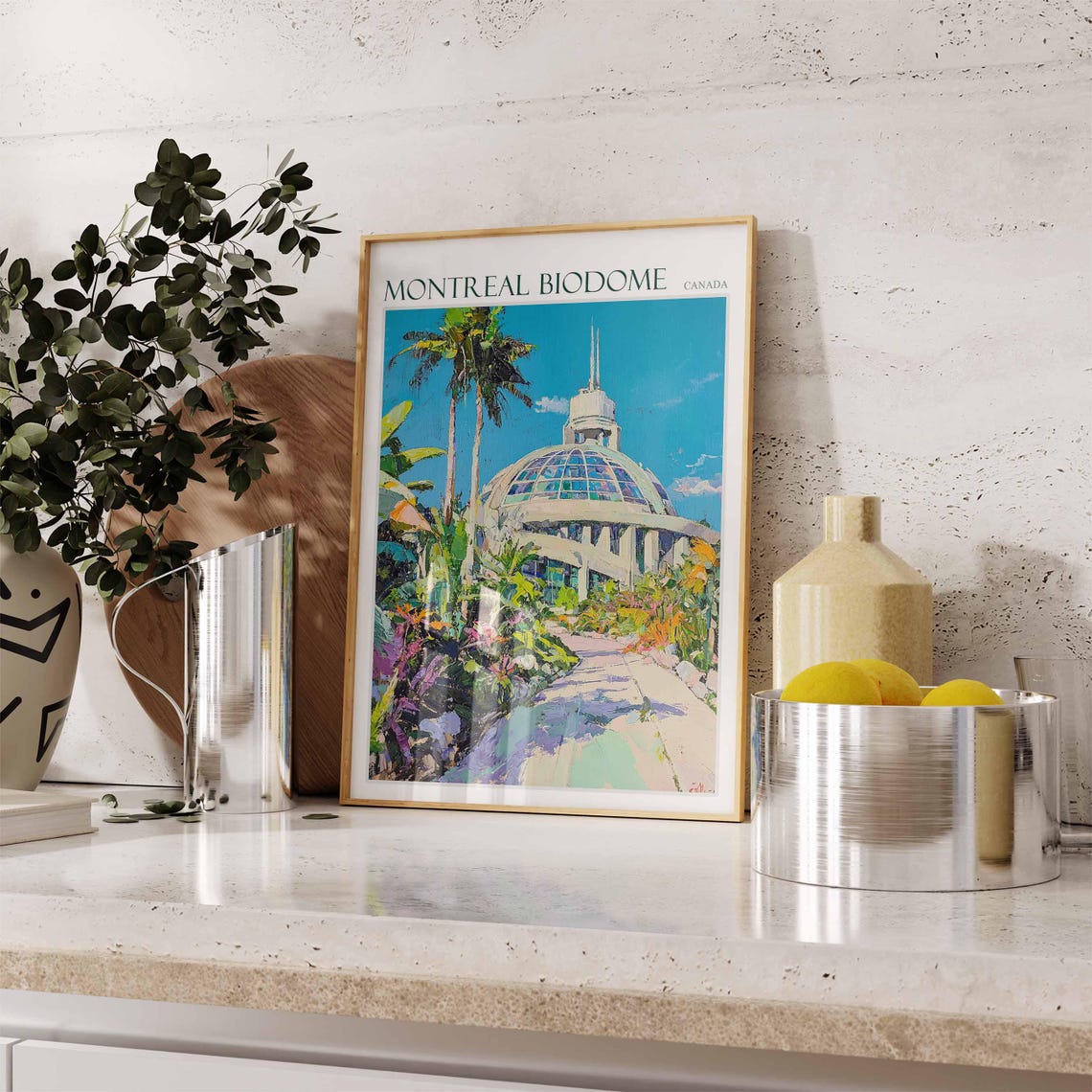 Montreal Biodome Canada Glass Dome Facade with Palms Travel Poster - Image 2