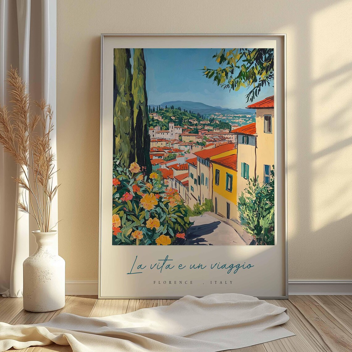 Florence Marigold Alley Cypress Sunshine Italy Travel Poster - Image 2