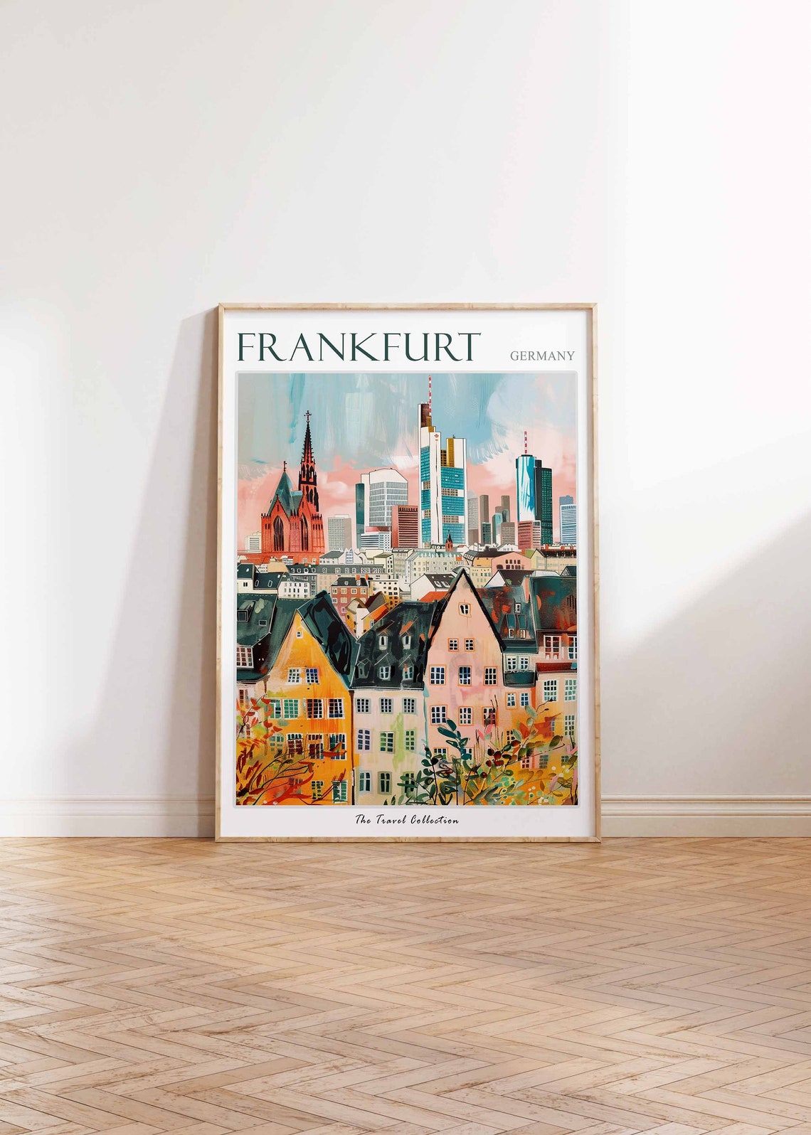 Frankfurt Germany Old Town Skyline Cathedral Scene Travel Poster - Image 2