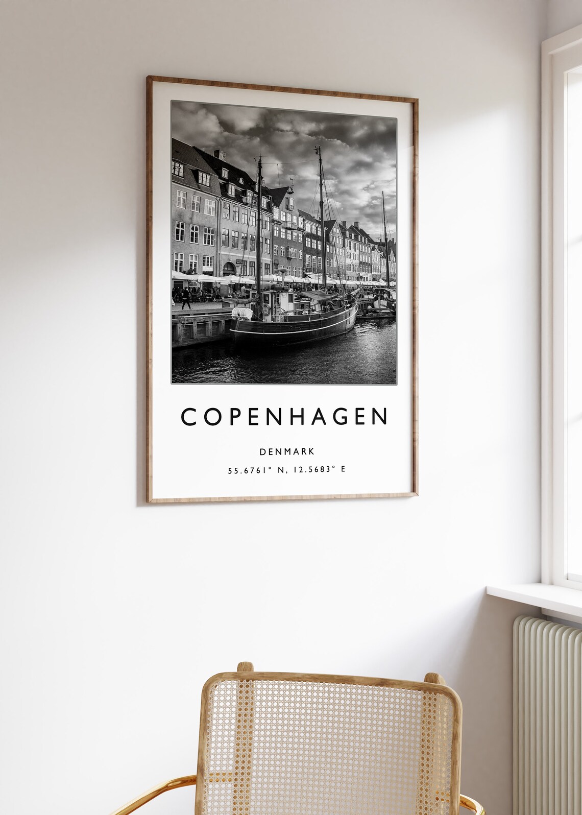 Copenhagen Travel Poster, Denmark Black and White - Image 3