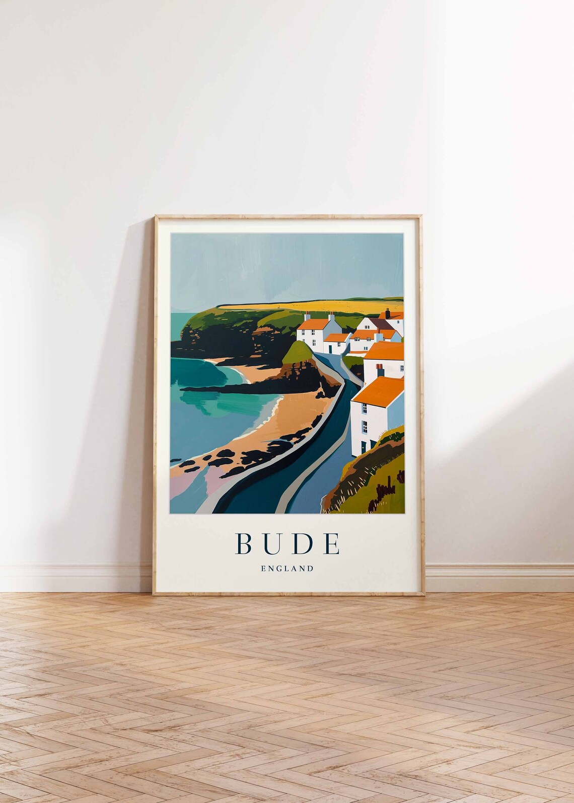 Bude England Seaside Village Houses Coastal View Travel Poster - Image 2