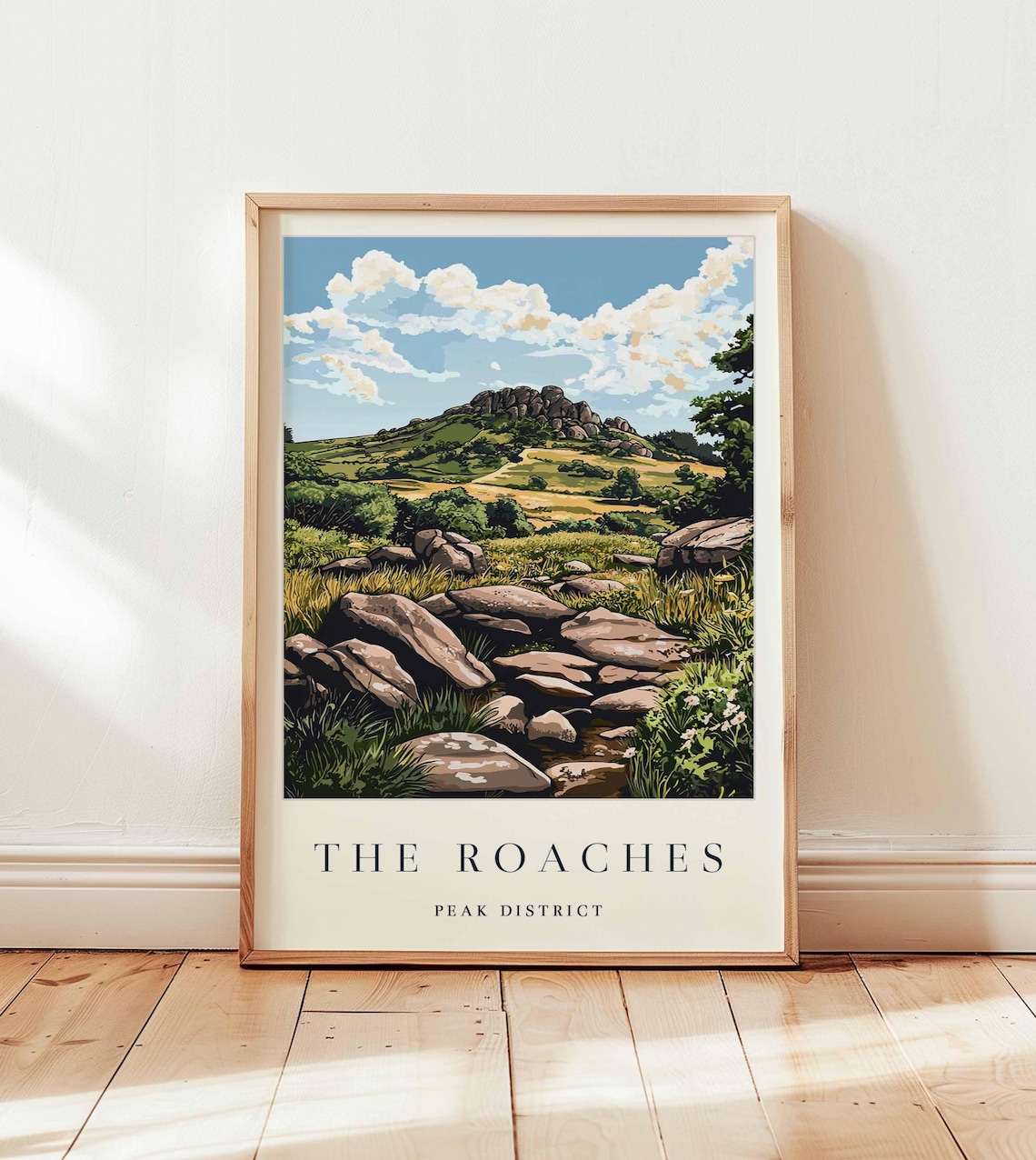 The Roaches Peak District Boulders Meadow Travel Painting Poster