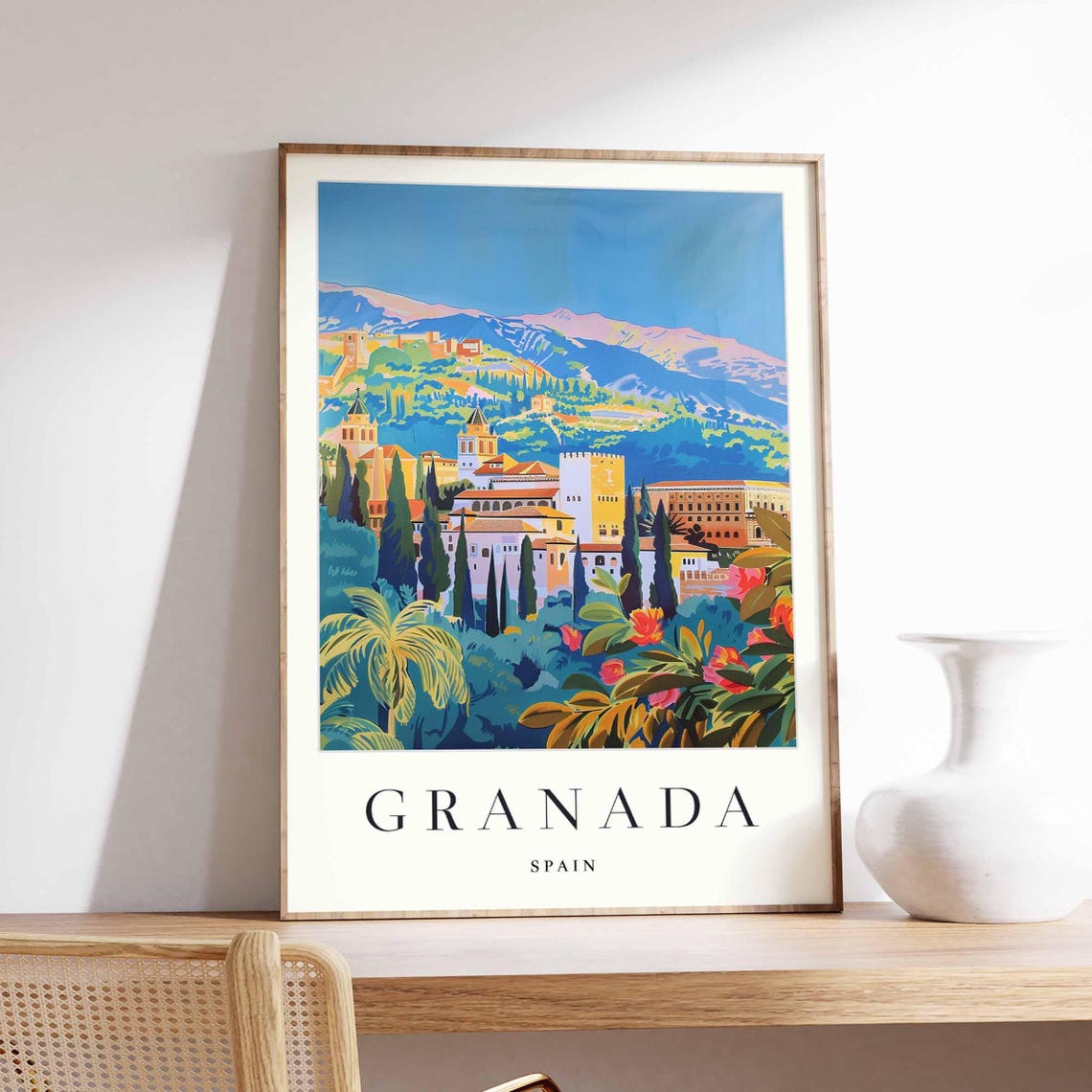 Granada Spain Sierra Nevada Mountain Vista Travel Art Poster