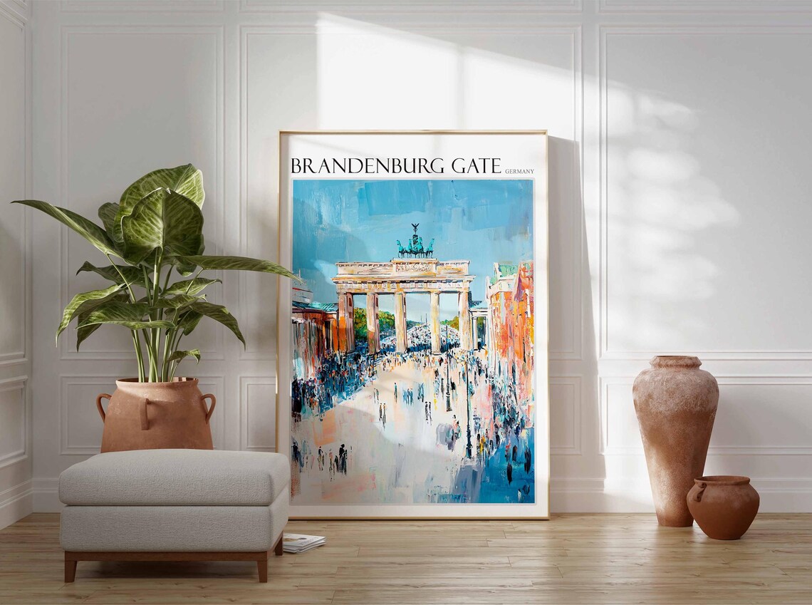 Brandenburg Gate Bustling Plaza Pastel Watercolor Painting Poster - Image 2