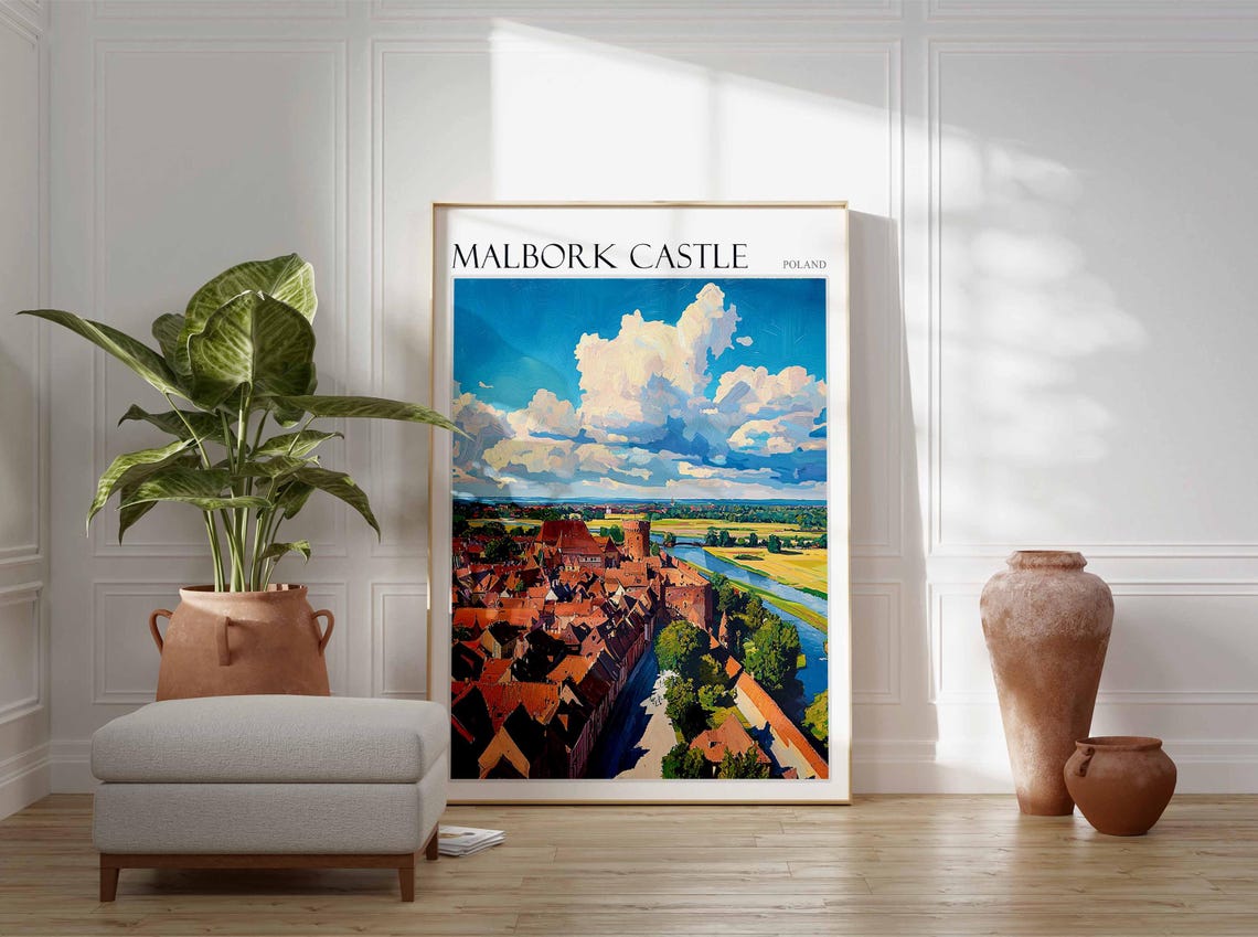 Malbork Castle Poland Old Town River Aerial View Brick Art Poster - Image 3