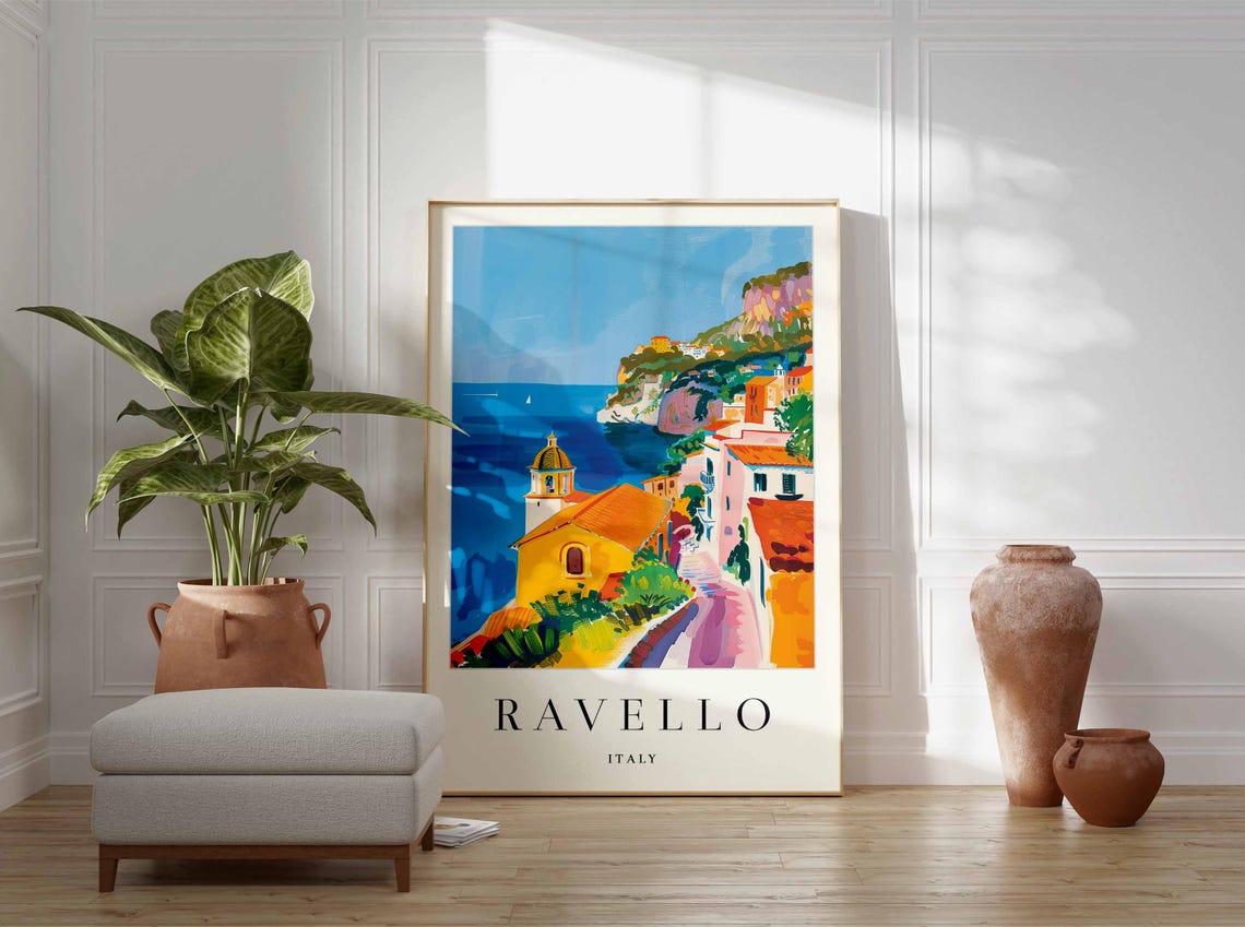Ravello Italy Amalfi Coast Town Domed Church Winding Street Poster - Image 4