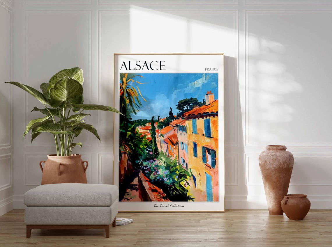 Alsace Poster France Travel Print French Decor Europe Travel Poster European Wall Art Botanical Print Alsace Travel Poster - Image 3